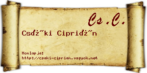 Csáki Ciprián névjegykártya
